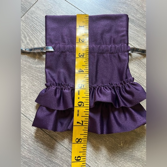 Maaji Royal Purple Ruffled Discreet Drawstring Mini Accessory Bag / Coin Pouch. - Picture 4 of 4